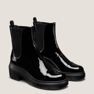 Stuart Weitzman Glossy Black Ankle Booties
